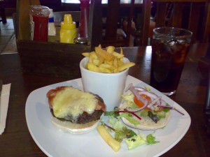 Burger and Chips at The Earl of Camden