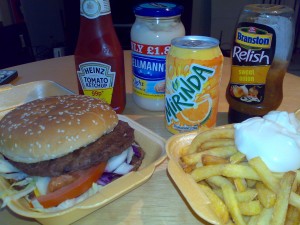 Burger and Chips from Seven Sisters Kebeab Burger and Chips from Seven Sisters Kebeab