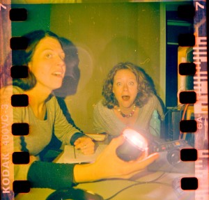 Phoebe and Nicola with The Flashlight of Answers