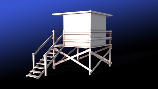 I've made this Lifeguard Hut in Hexagon the other day. Let's see if I can texture it with ZBrush.