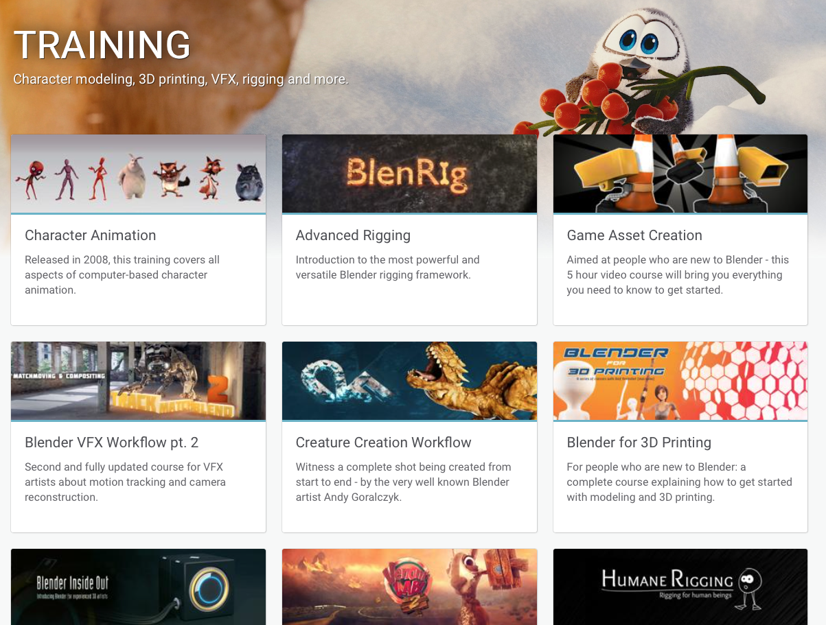 Some of the Training Videos in The Blender Cloud