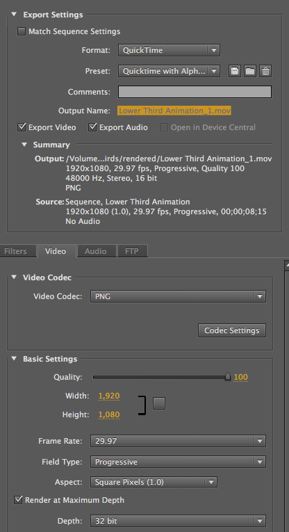Exporting Video With An Alpha Channel for Transparency in After Effects