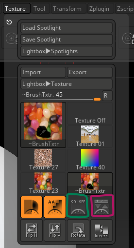 zbrush spotlight projection button